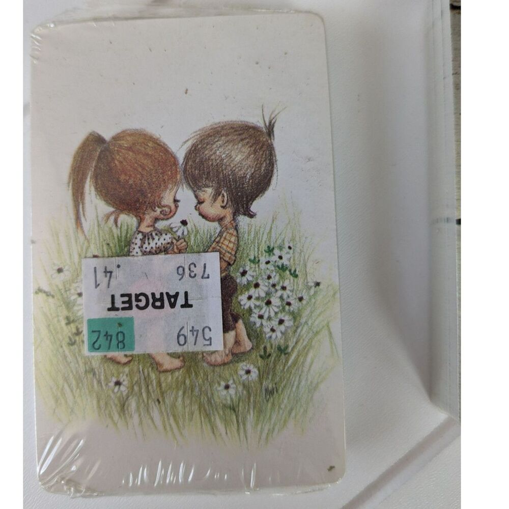 Vintage Sealed Deck of Playing Cards-Cute Little Girl & Boy in Flowers - Trump